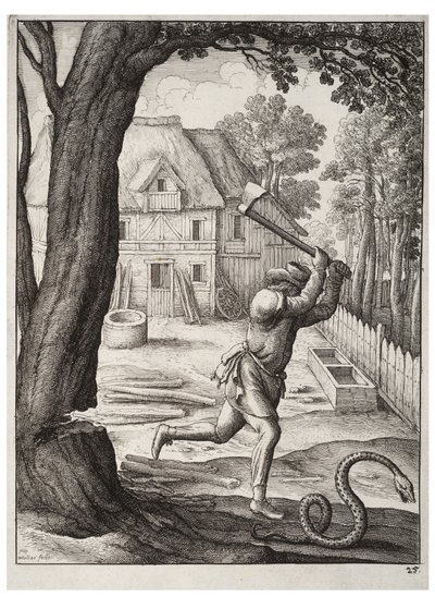 El campesino y la serpiente de Wenceslaus Hollar